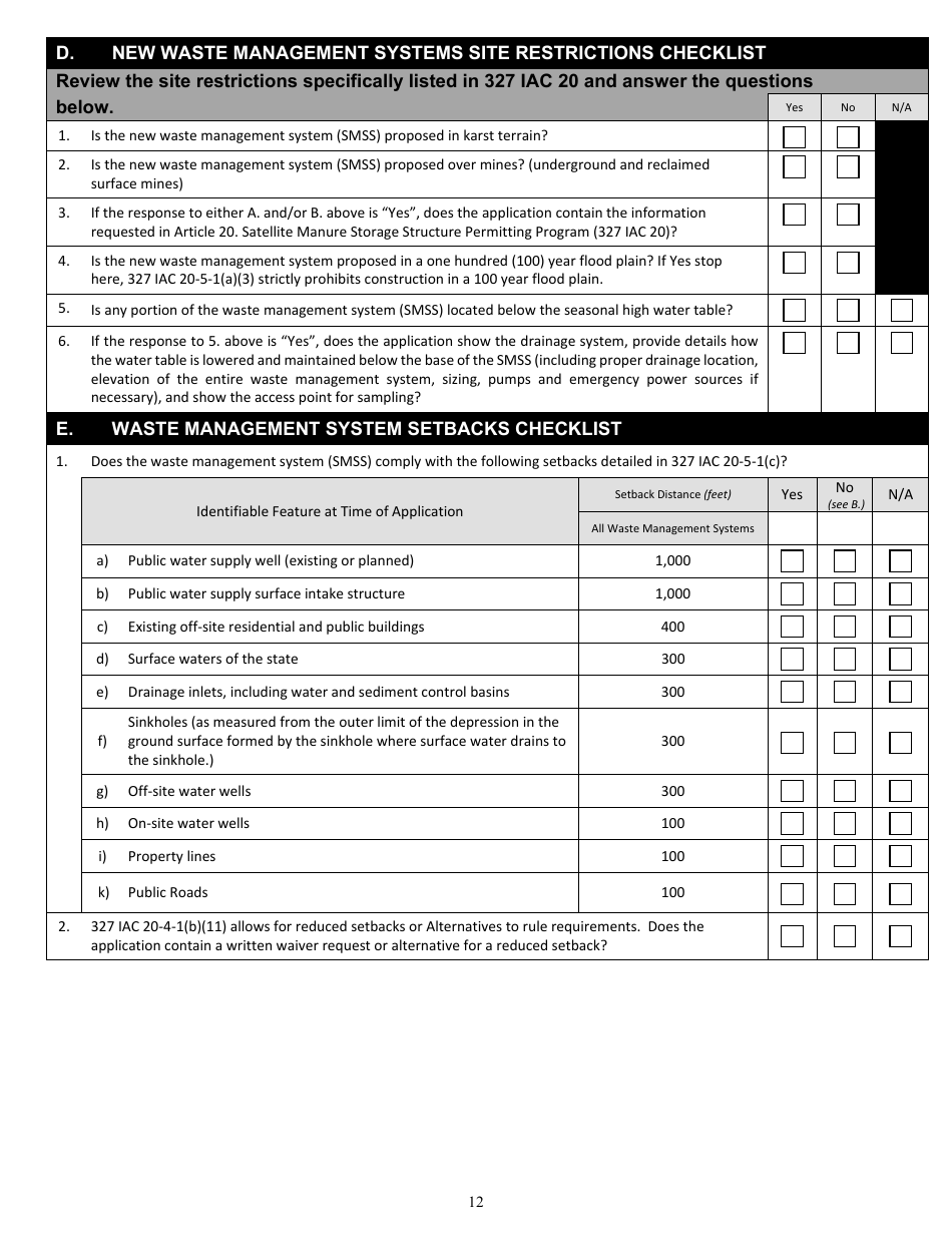 State Form 56423 Satellite Manure Storage Structure (Smss) Permit Application Packet - Indiana, Page 14