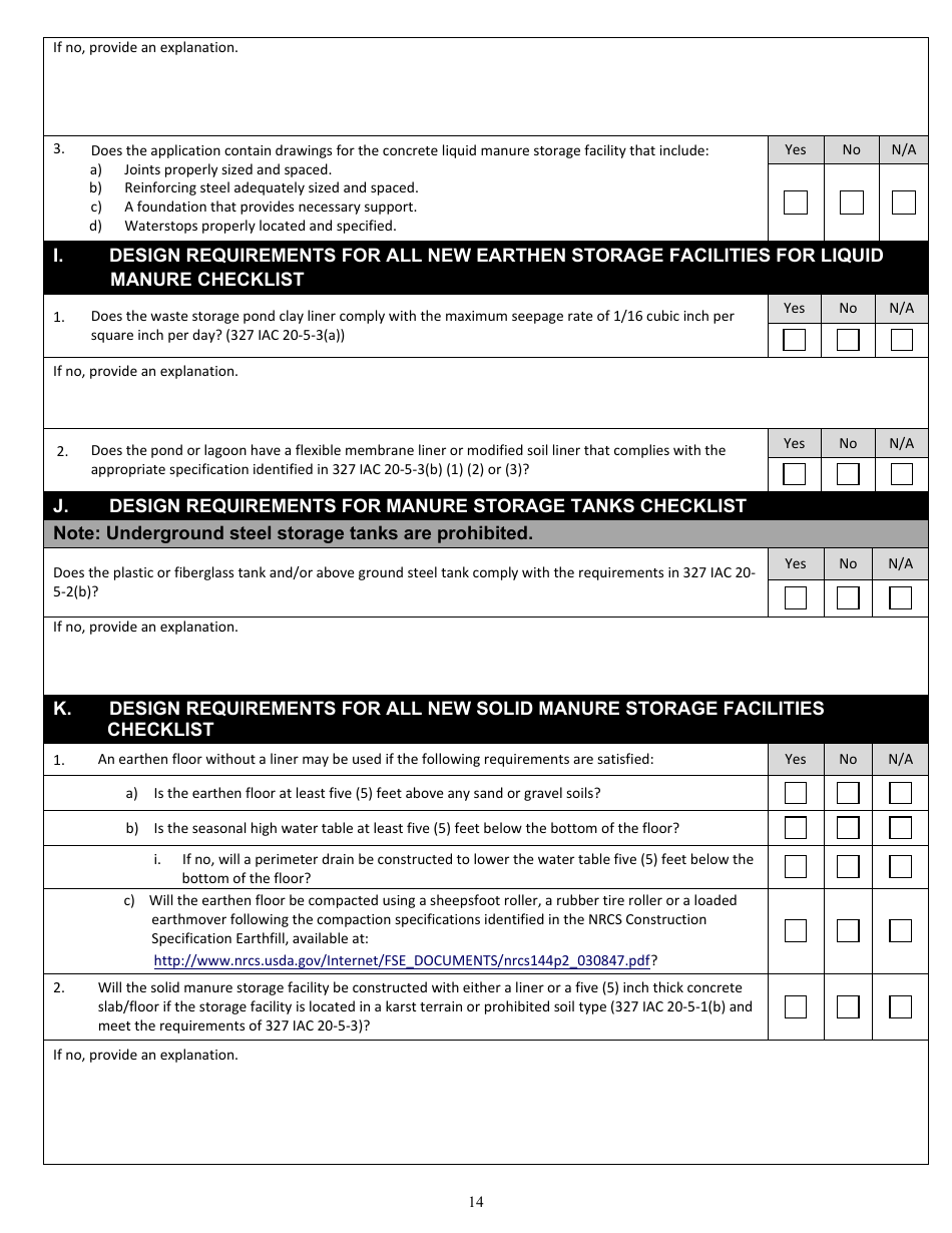 State Form 56423 Satellite Manure Storage Structure (Smss) Permit Application Packet - Indiana, Page 16