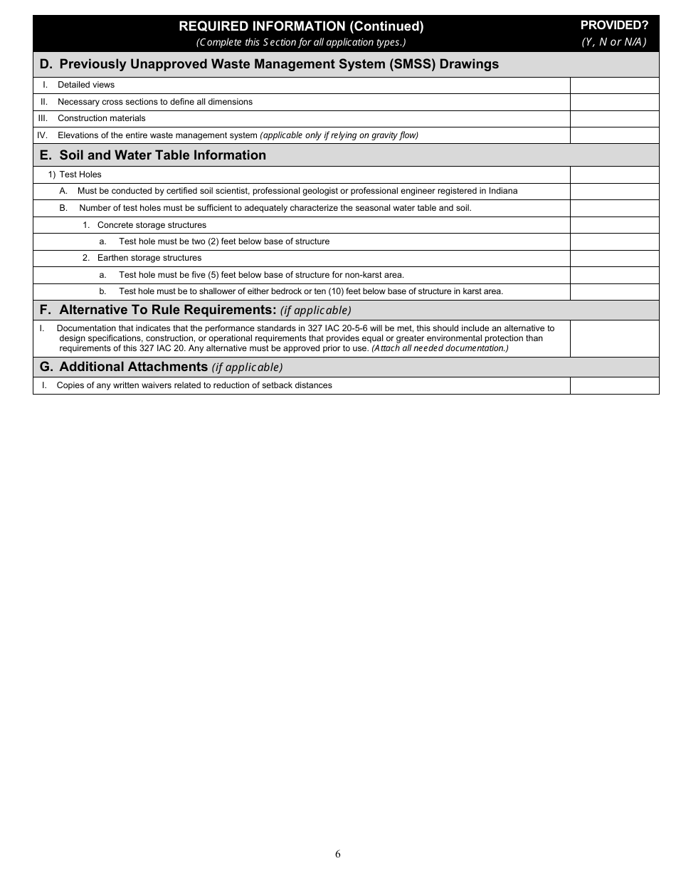 State Form 56423 Satellite Manure Storage Structure (Smss) Permit Application Packet - Indiana, Page 8