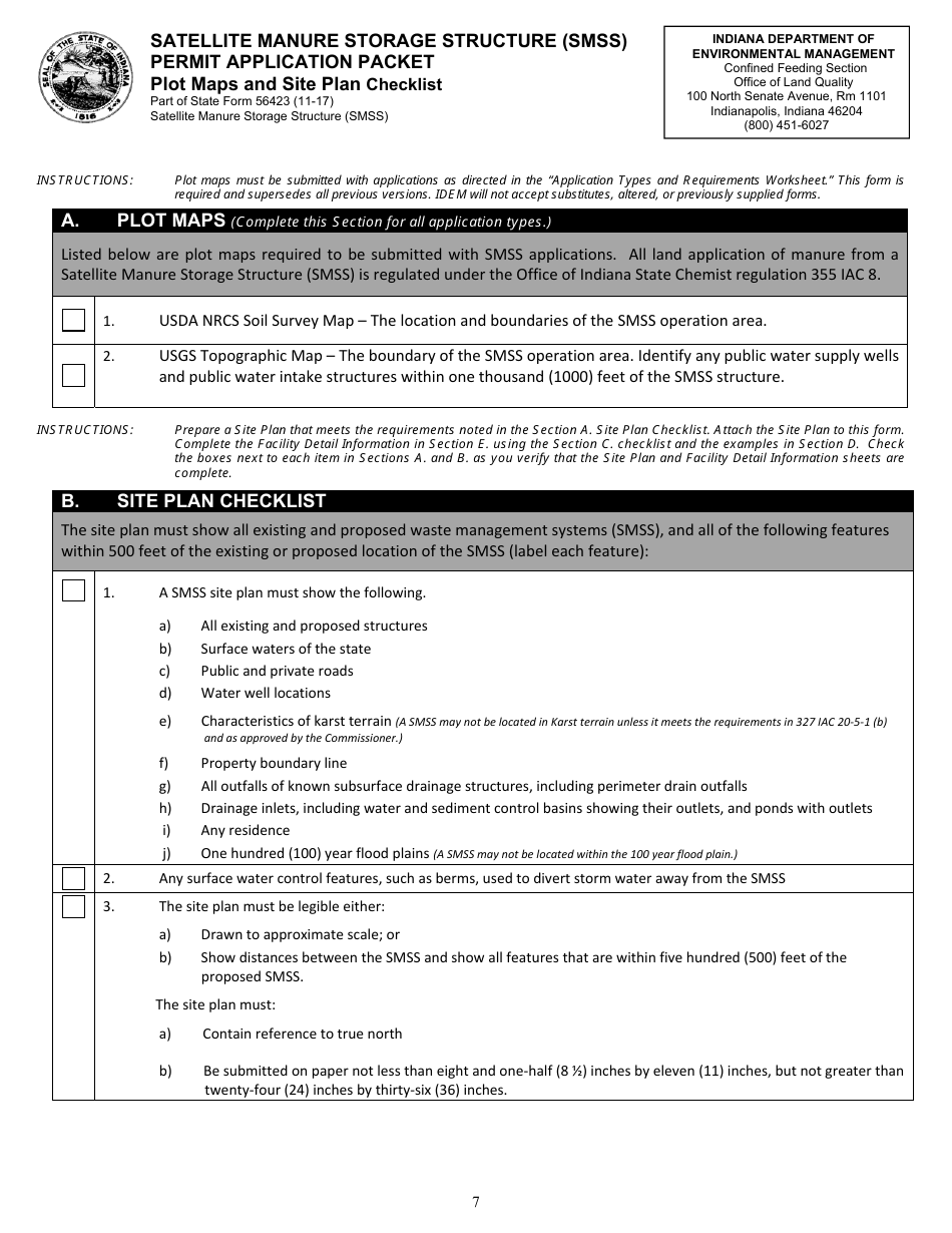 State Form 56423 Satellite Manure Storage Structure (Smss) Permit Application Packet - Indiana, Page 9