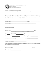State Form 46596 Tb Hospital Reimbursement Claim - Indiana