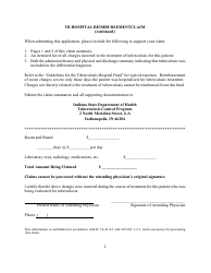 State Form 46596 Tb Hospital Reimbursement Claim - Indiana, Page 2
