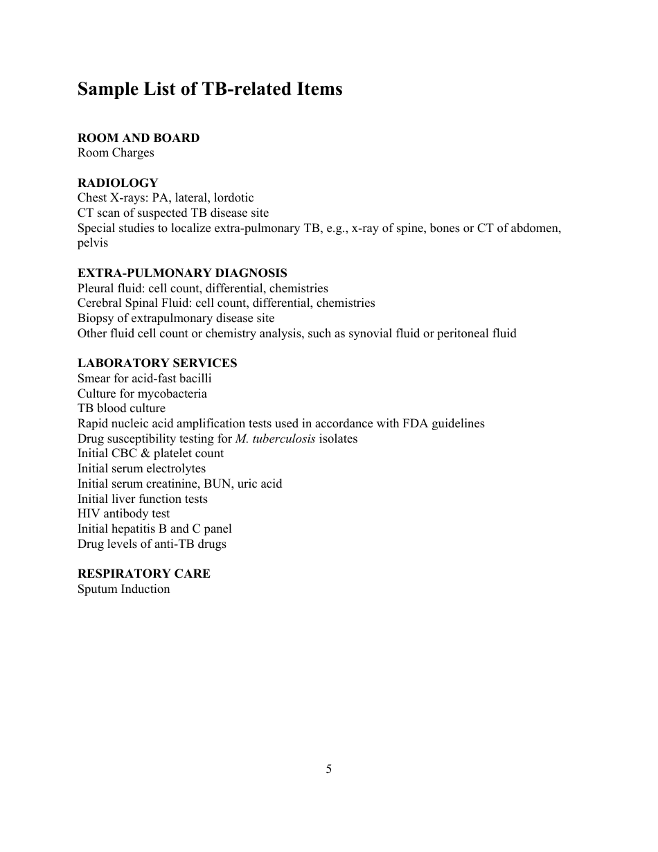 State Form 46596 Tb Hospital Reimbursement Claim - Indiana, Page 5