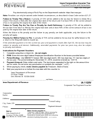 Document preview: Form IA1120V Corporate Tax Payment Voucher - Iowa