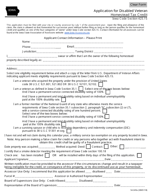 Form 54-049A  Printable Pdf