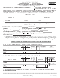 Form 51-123 Application for Examination for City/County Assessor or Deputy Assessor - Iowa