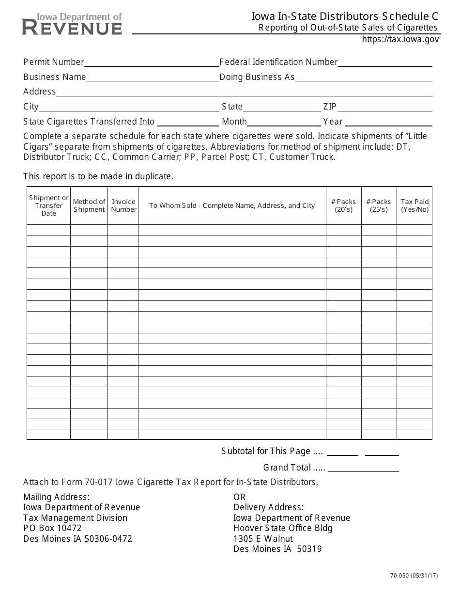 Form 70-050 - Fill Out, Sign Online and Download Printable PDF, Iowa ...