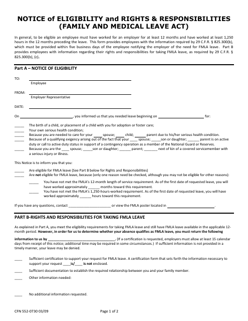 Form CFN552-0730  Printable Pdf