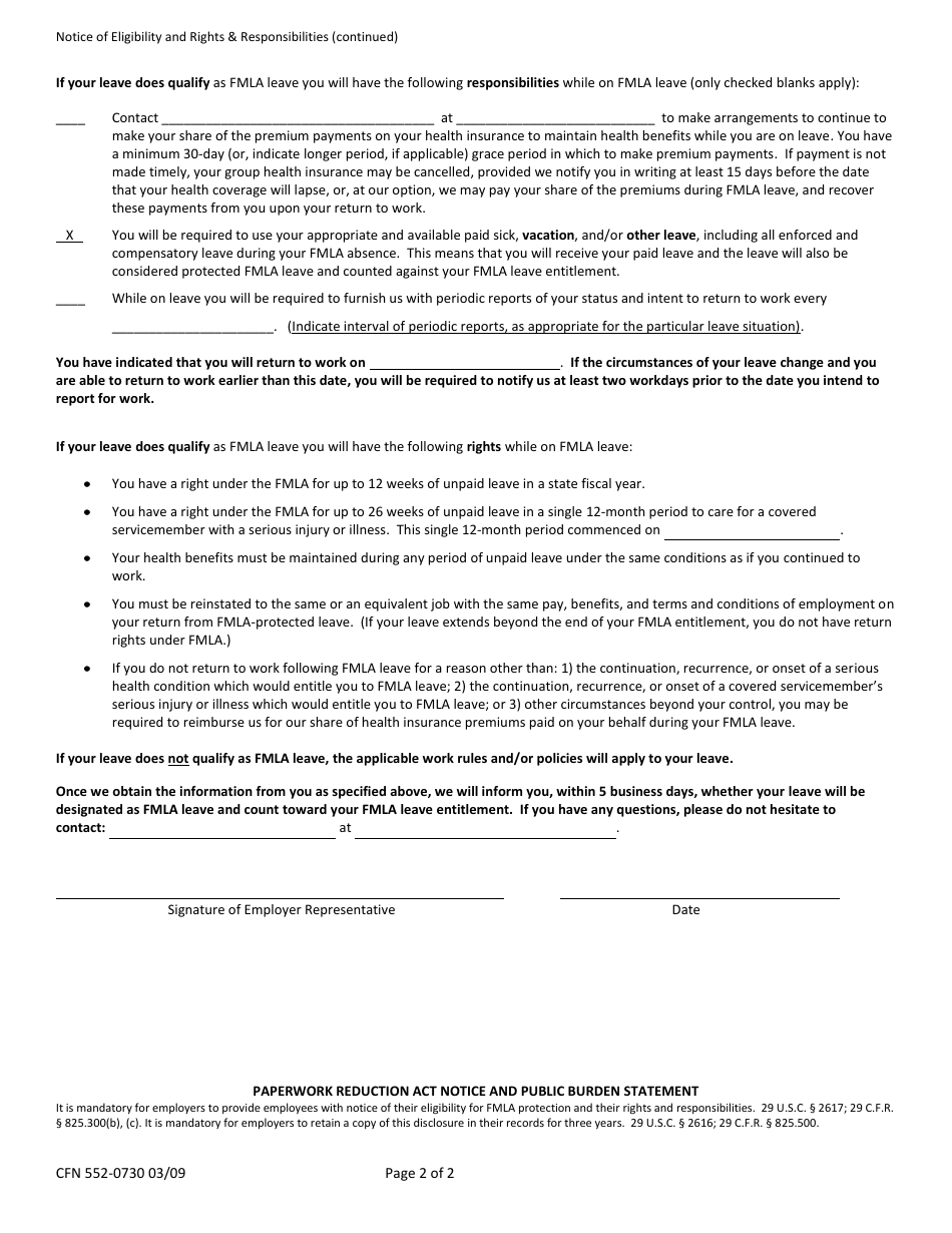 Form CFN552-0730 Notice of Eligibility and Rights  Responsibilities - Iowa, Page 2