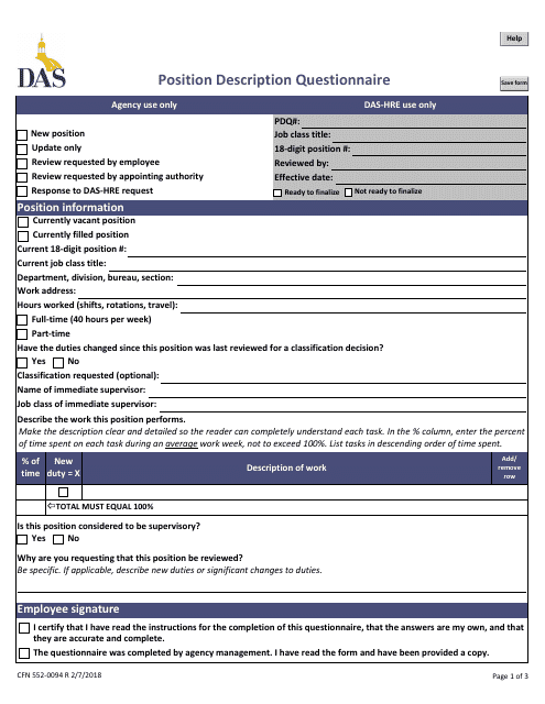 Form CFN552-0094  Printable Pdf