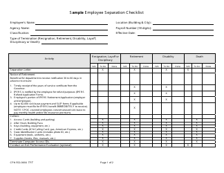 Form CFN552-0666 Sample Employee Separation Checklist - Iowa