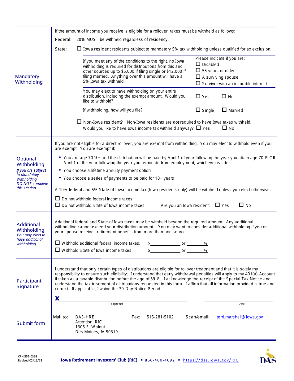 Form CFN552-0368 Inactive Provider Distribution Form - Iowa, Page 2