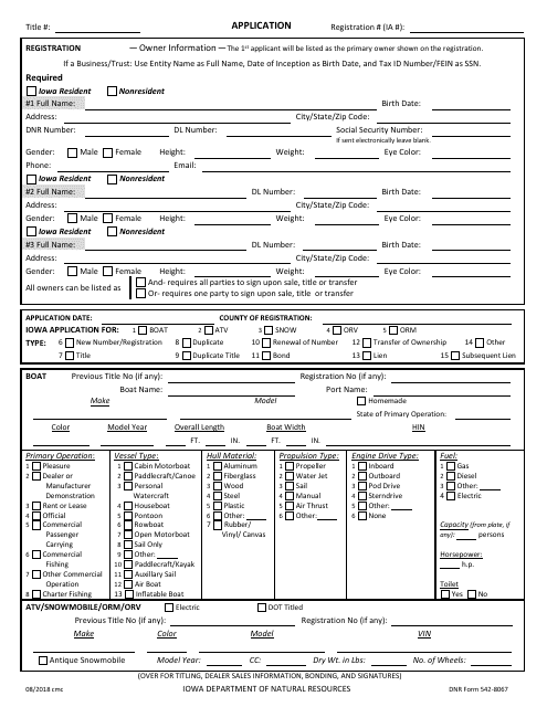 DNR Form 542-8067  Printable Pdf