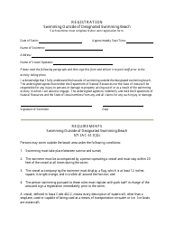 Document preview: Registration Form - Swimming Outside of Designated Swimming Beach - Iowa