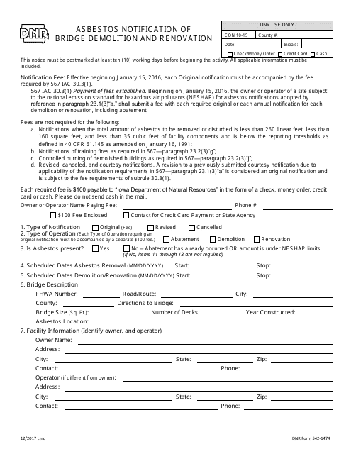 DNR Form 542-1474  Printable Pdf