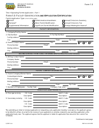 DNR Form 542-3999 (1.0) Facility Identification and Application Certification - Iowa