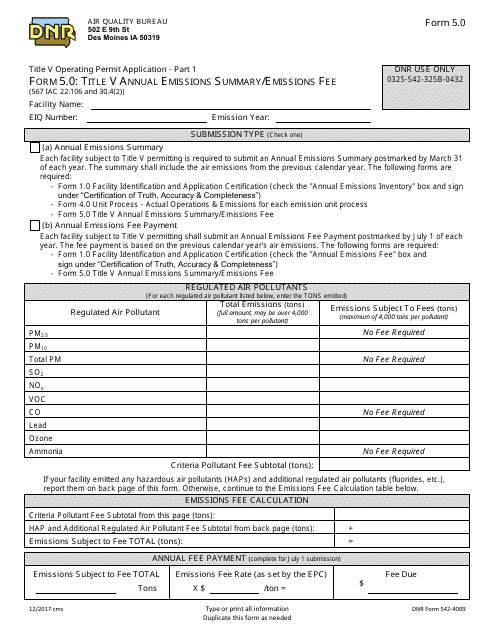 DNR Form 542-4009 (5.0) Part 1  Printable Pdf