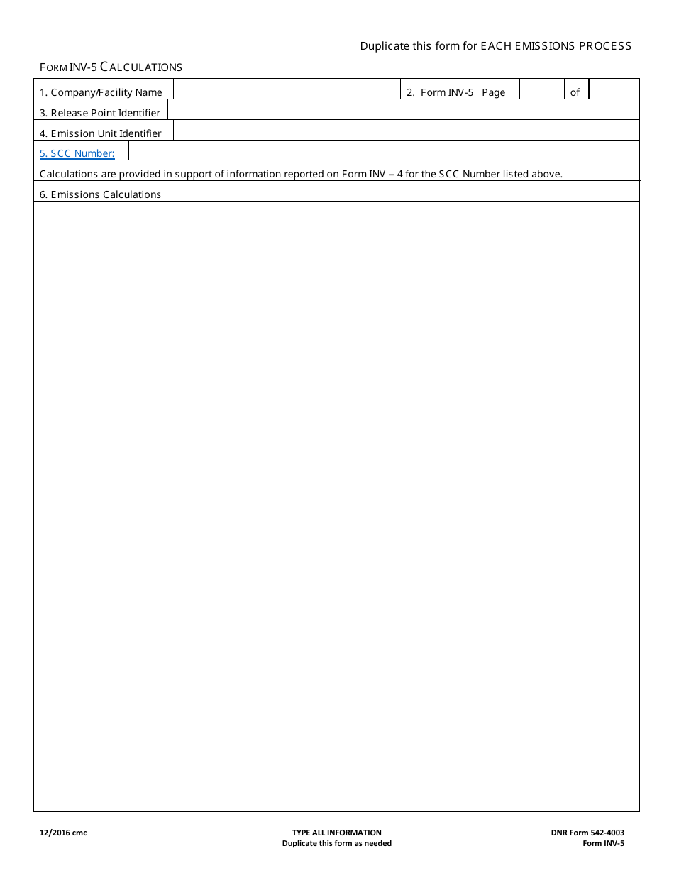 DNR Form 542-4003 (INV-5) Calculations - Iowa, Page 1
