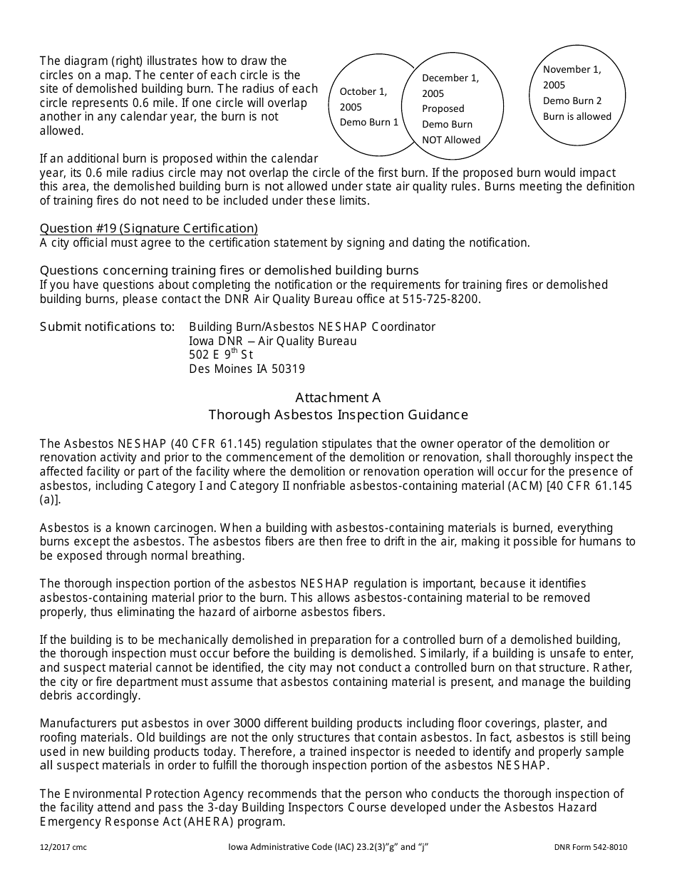 DNR Form 542-8010 Notification of an Iowa Training Fire-Demolition or a Controlled Burn of a Demolished Building - Iowa, Page 7