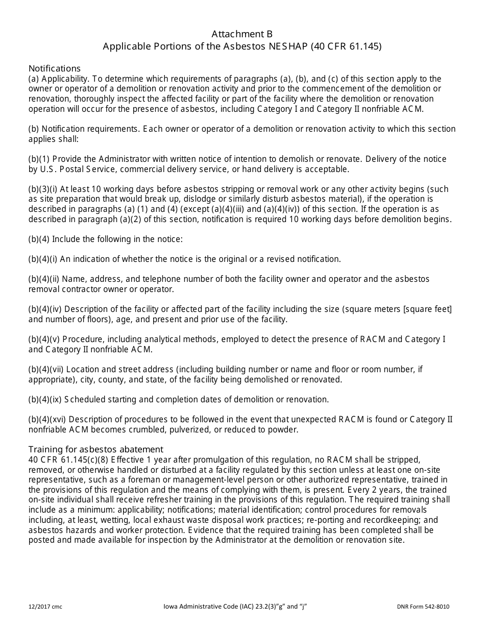 DNR Form 542-8010 Notification of an Iowa Training Fire-Demolition or a Controlled Burn of a Demolished Building - Iowa, Page 8
