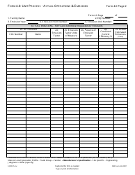 DNR Form 542-4007 (4.0) Part 1 Operating Permit Application - Unit Process - Actual Operations &amp; Emissions - Iowa, Page 2
