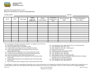 Document preview: DNR Form 542-1042 Part 2 Operating Permit Application - Boiler and Process Heater Information - Iowa