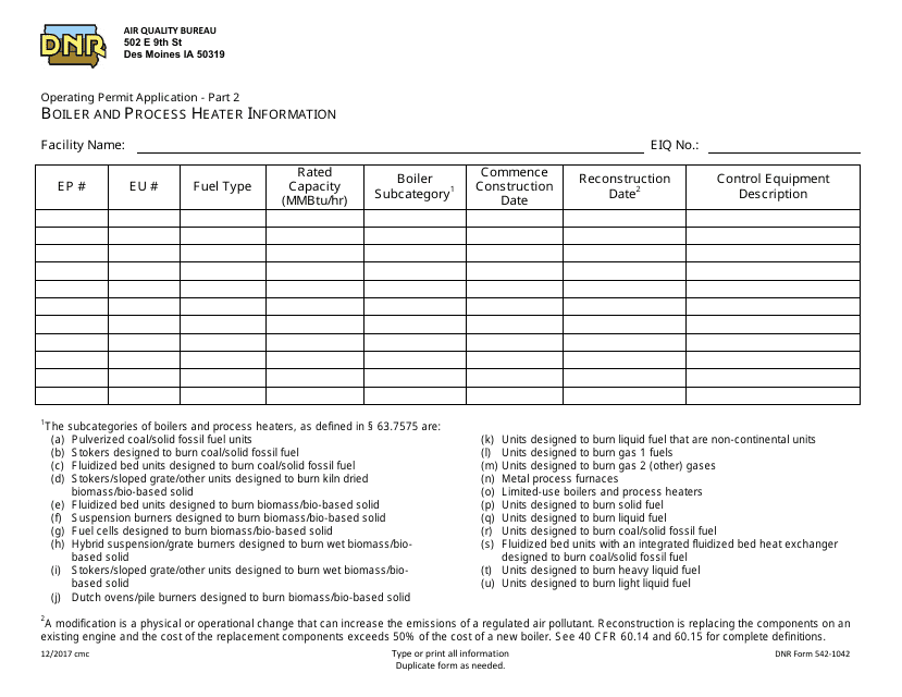 DNR Form 542-1042 Part 2  Printable Pdf