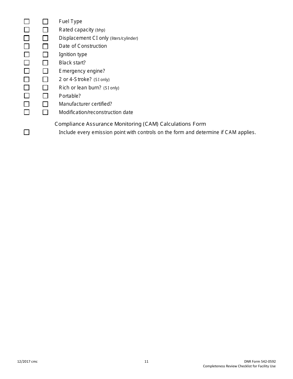 DNR Form 542-0592 Title V Permit Application Completeness Review Checklist - Iowa, Page 11