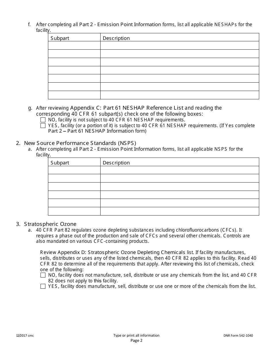 DNR Form 542-1040 Part 2 General Facility Requirements - Iowa, Page 2