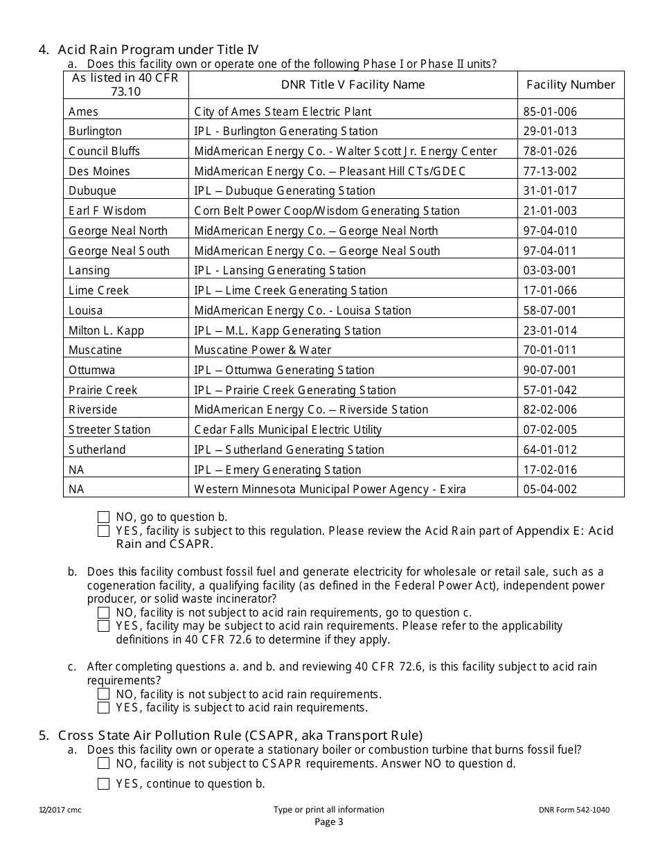 DNR Form 542-1040 Part 2 General Facility Requirements - Iowa, Page 3