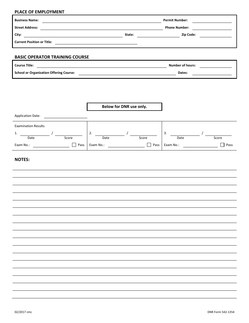 DNR Form 542 1354 Fill Out Sign Online and Download Fillable PDF