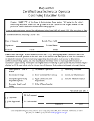 Document preview: Request for Certified Iowa Incinerator Operator Continuing Education Units - Iowa