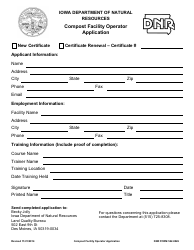 Document preview: DNR Form 542-0026 Compost Facility Operator Application - Iowa