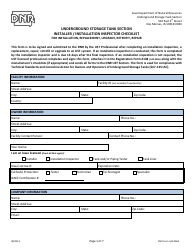 Document preview: DNR Form 542-0069 Underground Storage Tank Section Installer / Installation Inspector Checklist for Installation, Replacement, Upgrade, Retrofit, Repair - Iowa