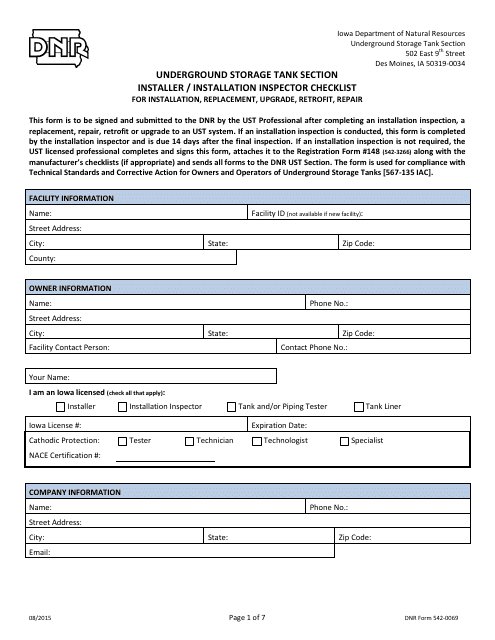 DNR Form 542-0069  Printable Pdf
