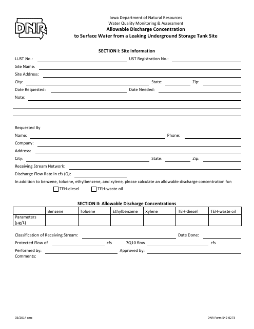 DNR Form 542-0273  Printable Pdf
