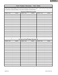 Document preview: DNR Form 542-1425 Free Product Recovery - Site Totals - Iowa