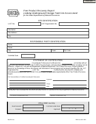 DNR Form 542-1424 Free Product Recovery Report - Leaking Underground Storage Tank Site Assessment - Iowa