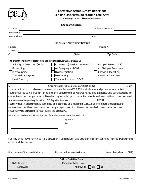 DNR Form 542-0763  Printable Pdf