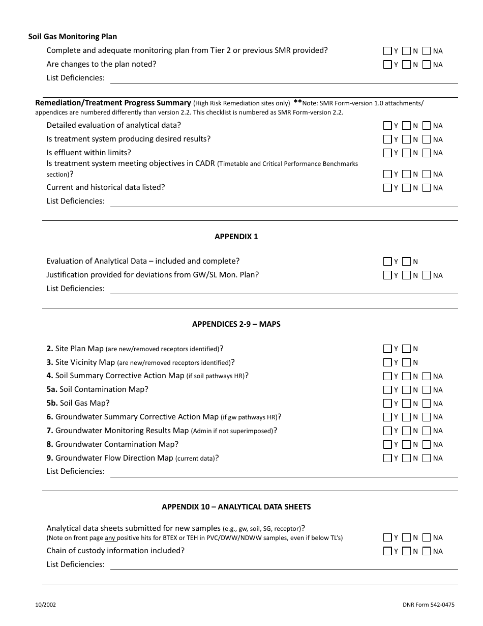 DNR Form 542-0475 Site Monitoring Report (Smr) Checklist - Iowa, Page 5