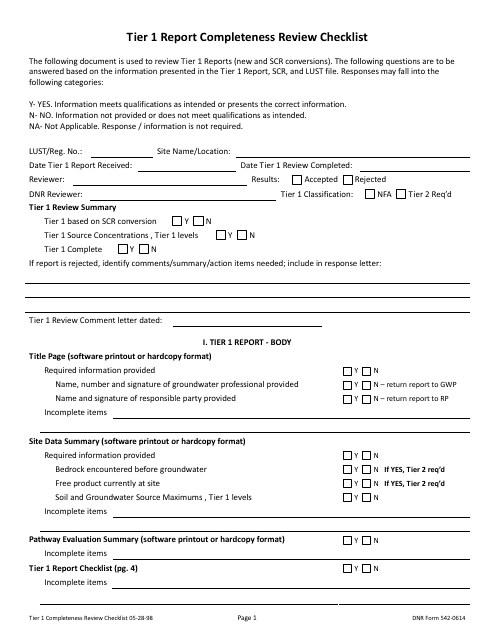 DNR Form 542-0614  Printable Pdf