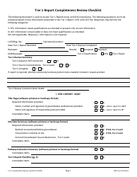 DNR Form 542-0614 Tier 1 Report Completeness Review Checklist - Iowa