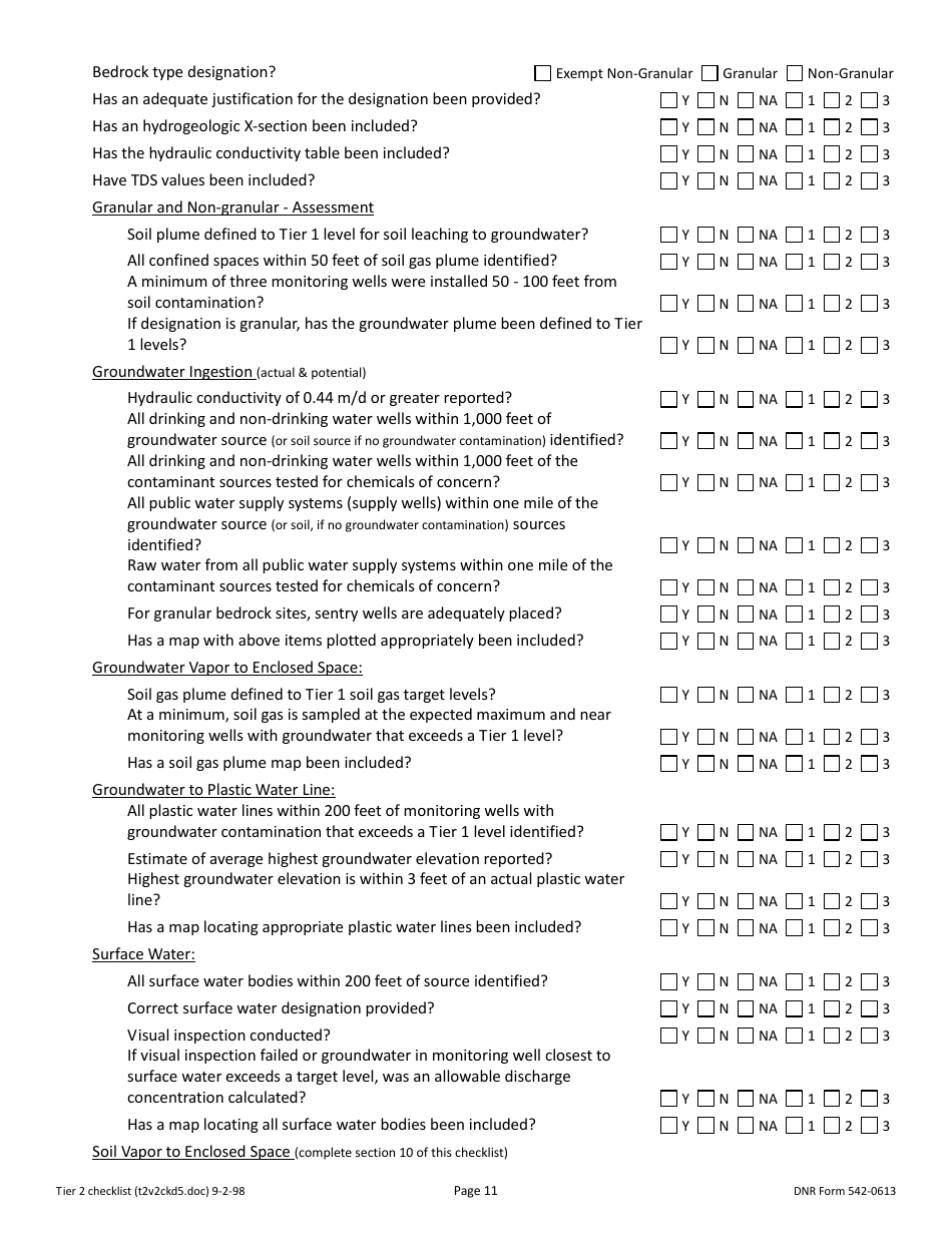 DNR Form 542-0613 Tier 2 Site Cleanup Reports Accuracy Review Checklist - Iowa, Page 11