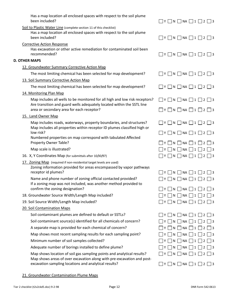 DNR Form 542-0613 Tier 2 Site Cleanup Reports Accuracy Review Checklist - Iowa, Page 12