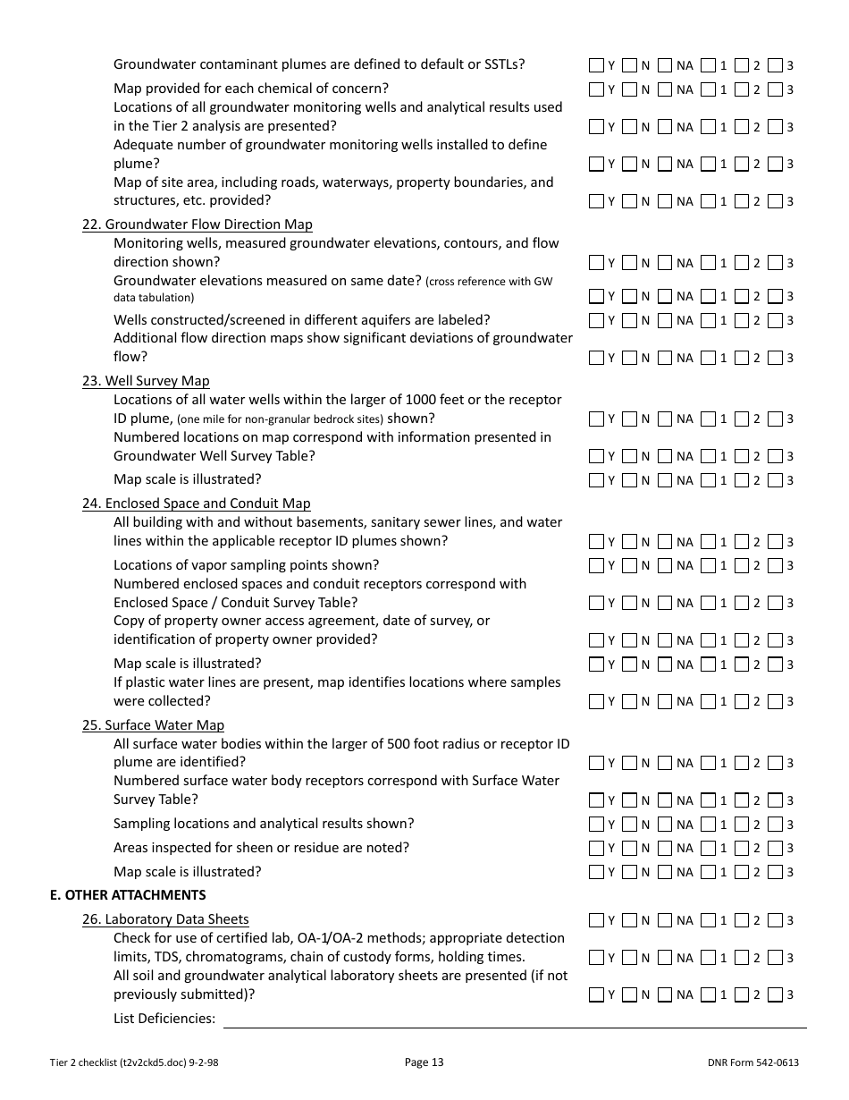 DNR Form 542-0613 Tier 2 Site Cleanup Reports Accuracy Review Checklist - Iowa, Page 13