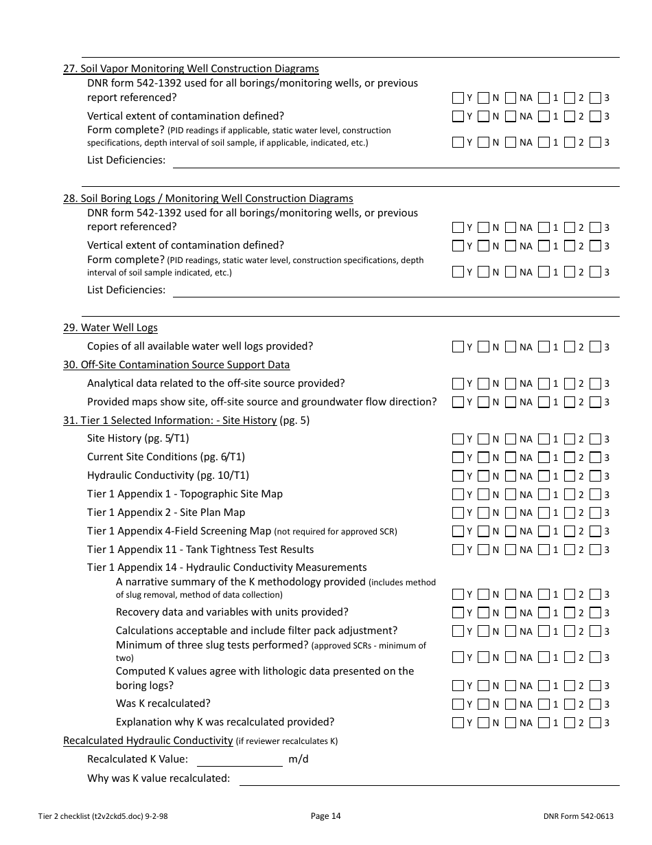 DNR Form 542-0613 Tier 2 Site Cleanup Reports Accuracy Review Checklist - Iowa, Page 14