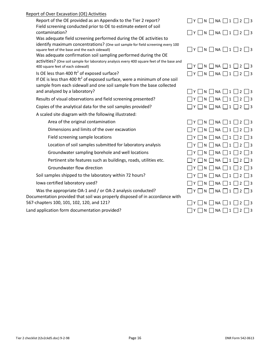 DNR Form 542-0613 Tier 2 Site Cleanup Reports Accuracy Review Checklist - Iowa, Page 16