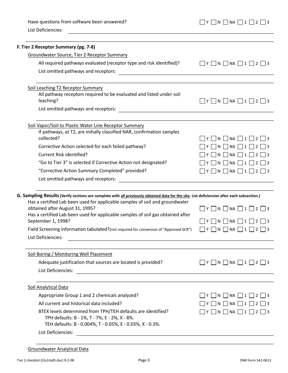 DNR Form 542-0613 Tier 2 Site Cleanup Reports Accuracy Review Checklist - Iowa, Page 3