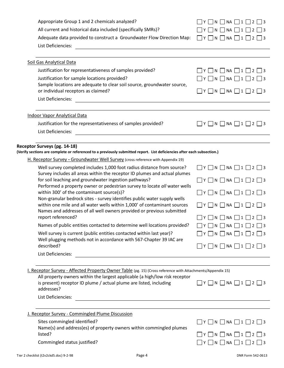 DNR Form 542-0613 Tier 2 Site Cleanup Reports Accuracy Review Checklist - Iowa, Page 4