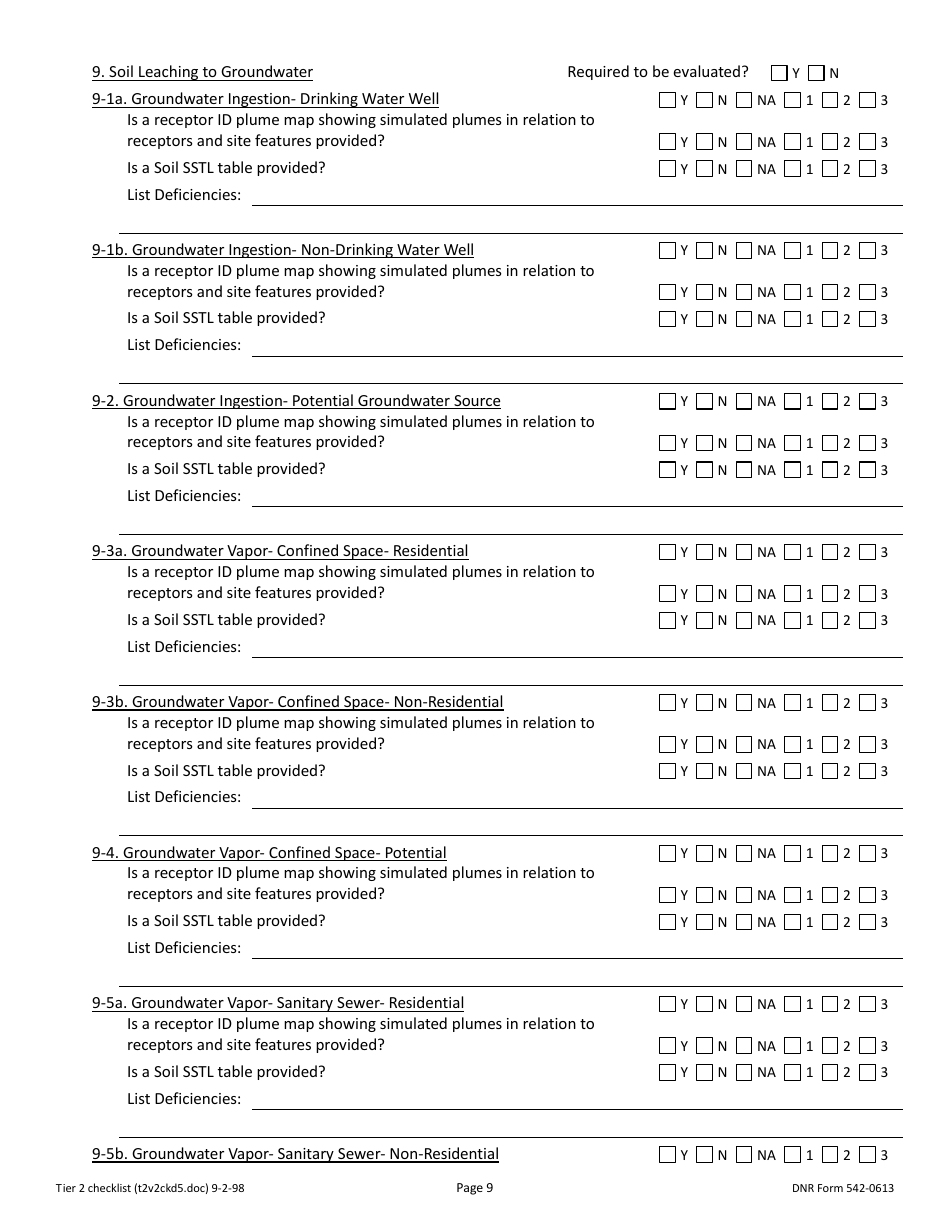 DNR Form 542-0613 Tier 2 Site Cleanup Reports Accuracy Review Checklist - Iowa, Page 9